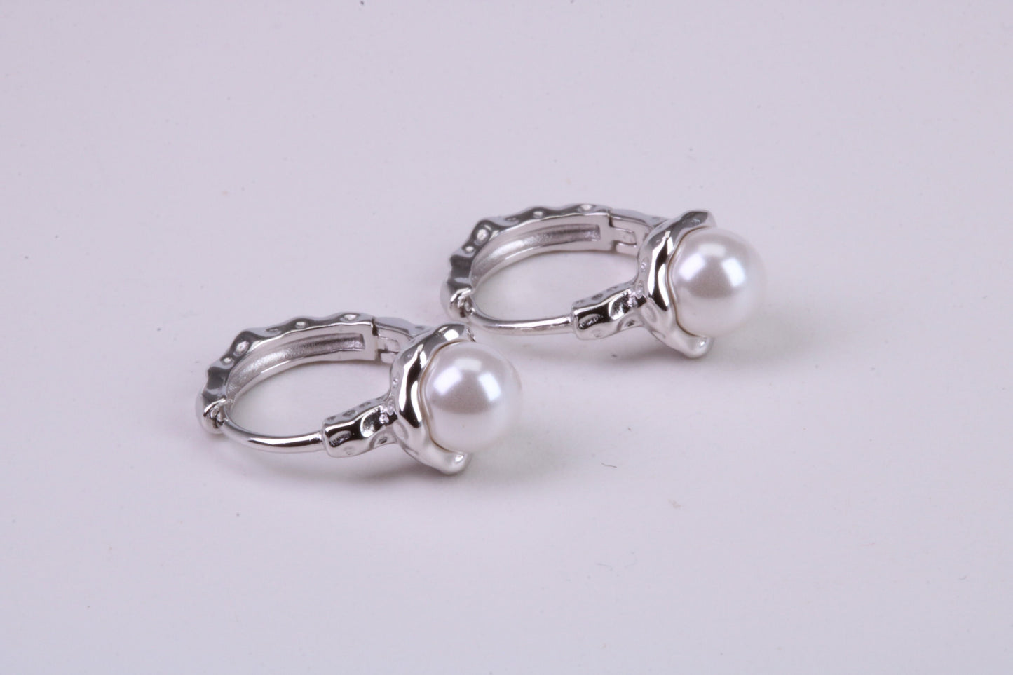 Natural Pearl set Hoop Earrings, set in Solid Silver
