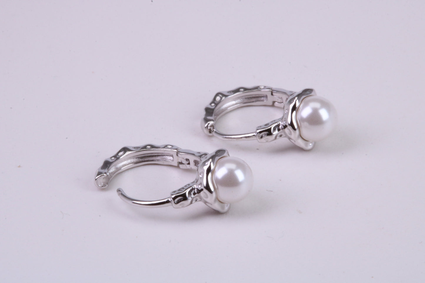 Natural Pearl set Hoop Earrings, set in Solid Silver