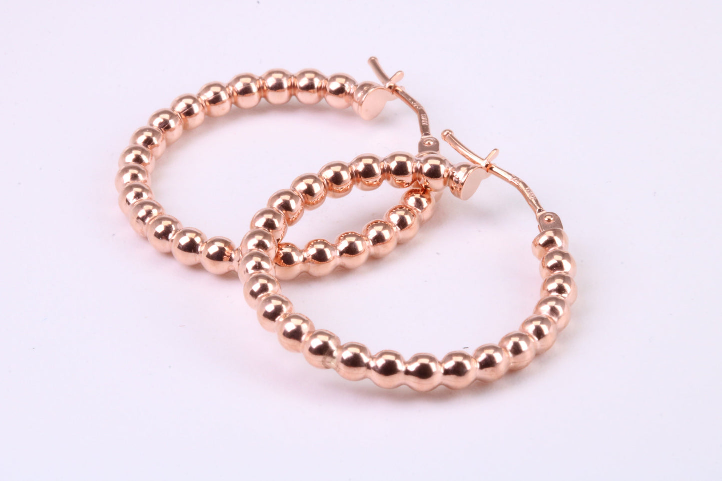 Rose Gold 28 mm Round Hoop Creole Earrings Made from 9ct Rose Gold