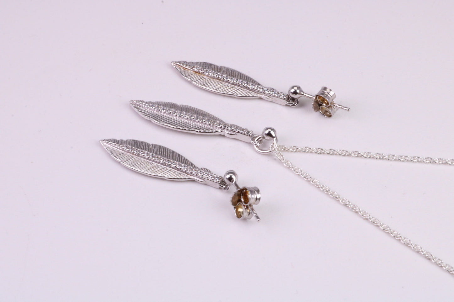 Leaf Design Silver Necklace with Matching Earrings, Made From Solid Silver