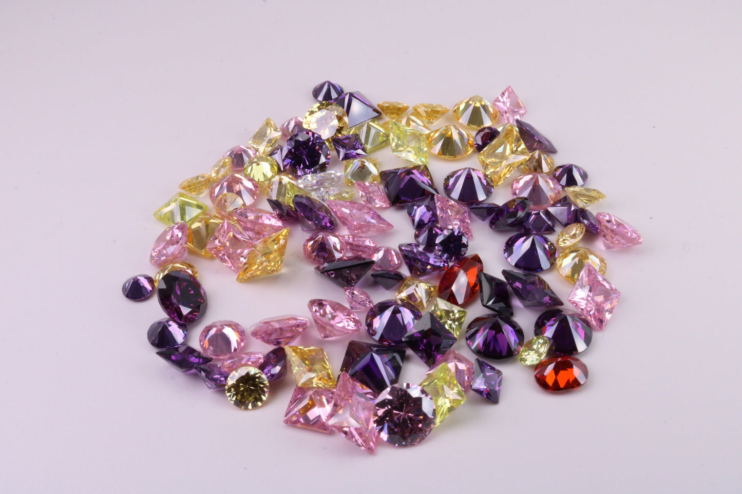 Assorted Pack of 100 AAA Grade Cubic Zirconia, Top Colour and Luster, Assorted Sizes, Shapes and Colours