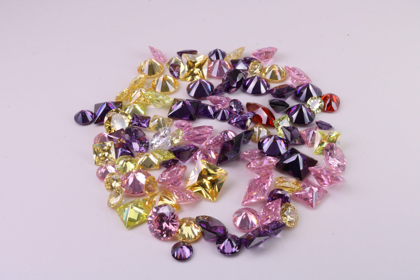 Assorted Pack of 100 AAA Grade Cubic Zirconia, Top Colour and Luster, Assorted Sizes, Shapes and Colours