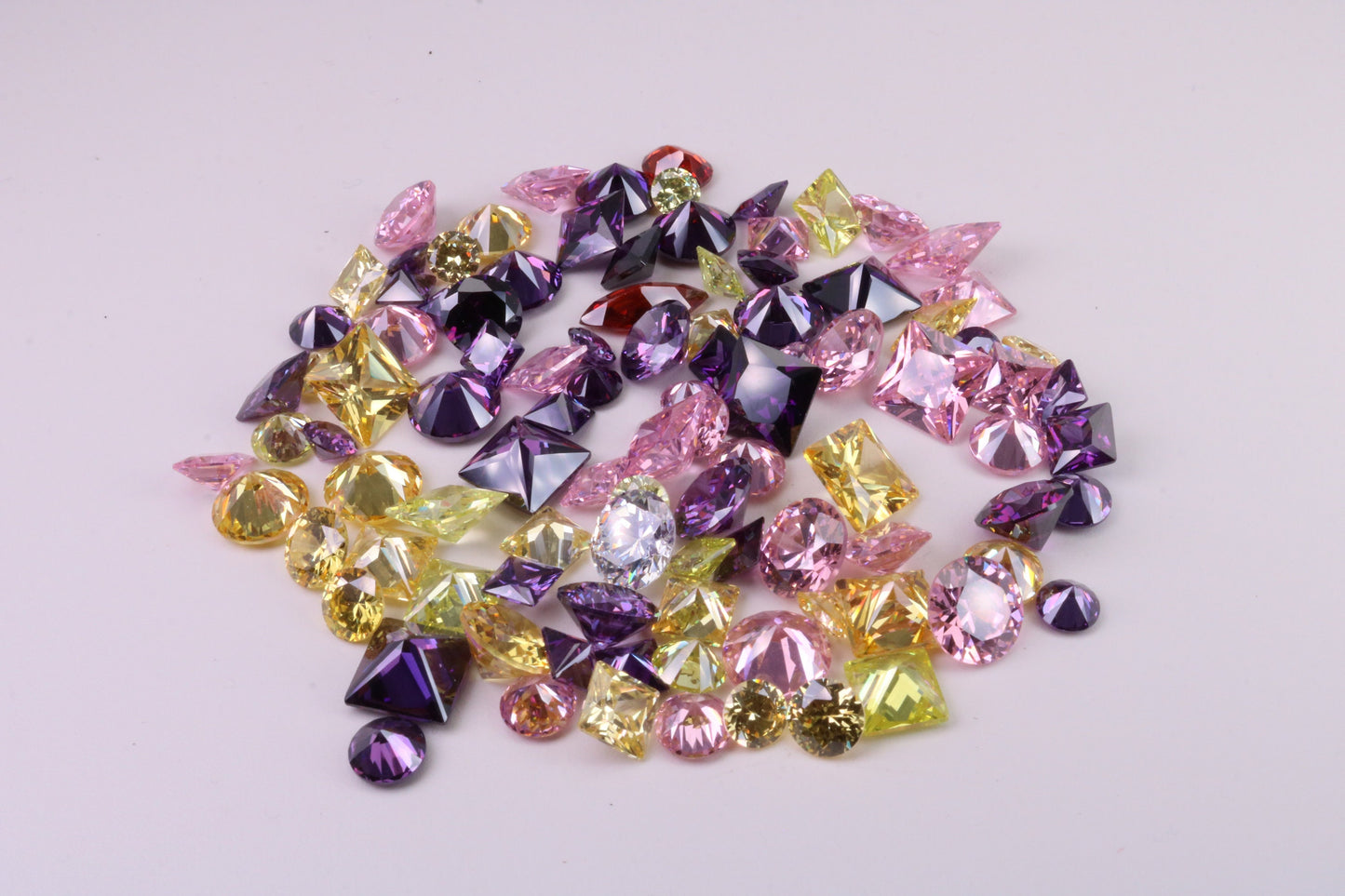 Assorted Pack of 100 AAA Grade Cubic Zirconia, Top Colour and Luster, Assorted Sizes, Shapes and Colours