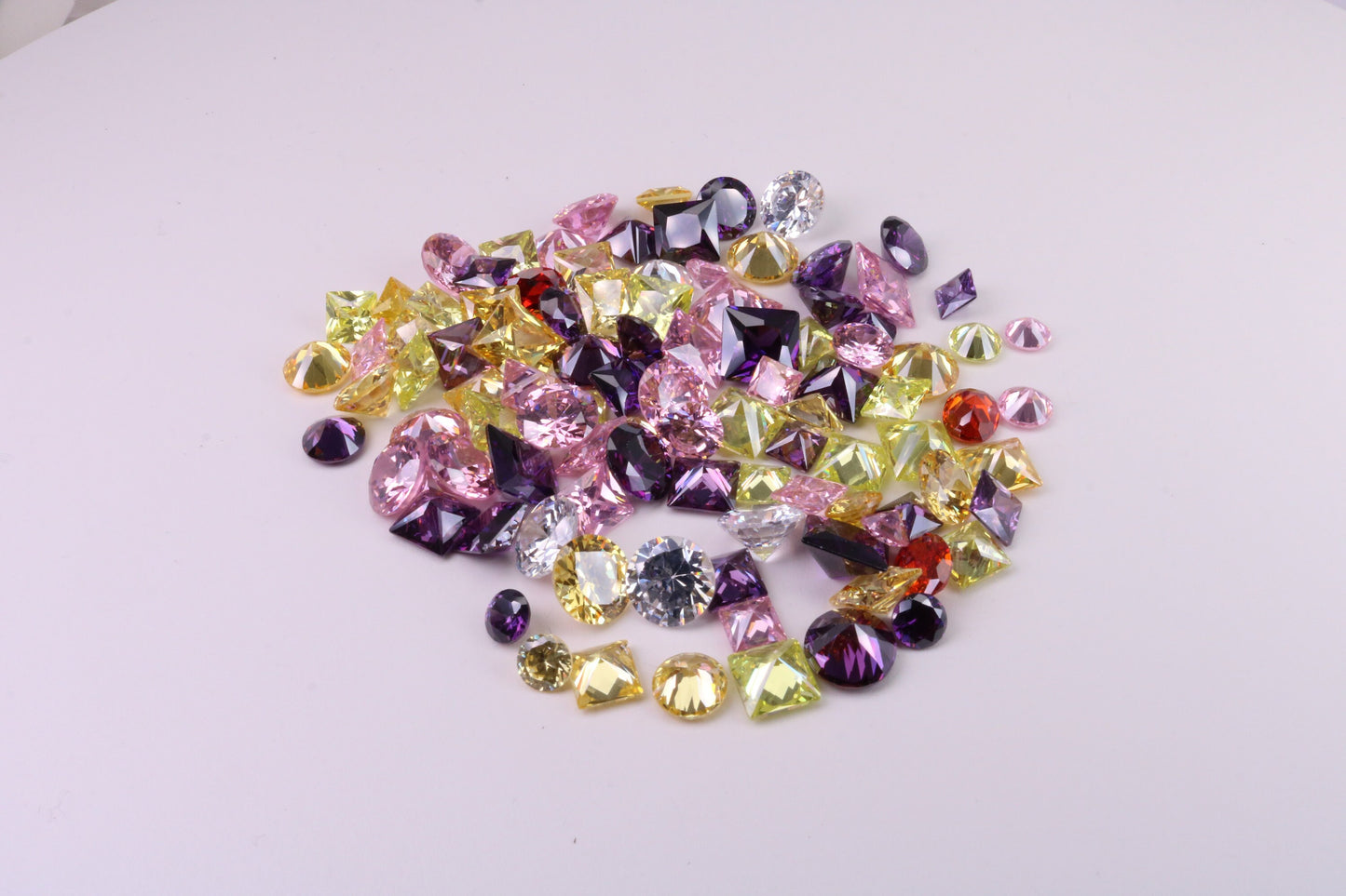 Assorted Pack of 100 AAA Grade Cubic Zirconia, Top Colour and Luster, Assorted Sizes, Shapes and Colours
