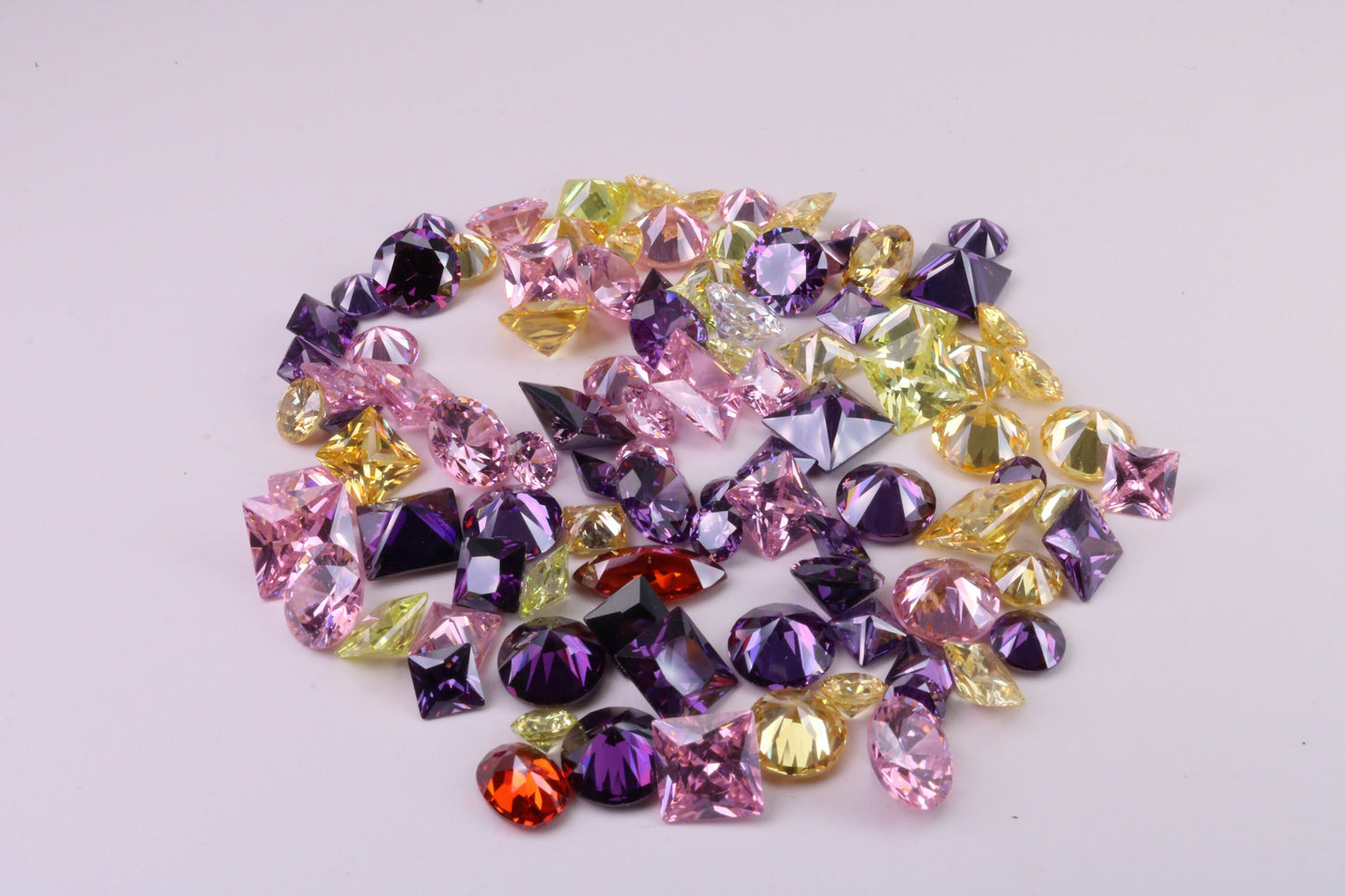 Assorted Pack of 100 AAA Grade Cubic Zirconia, Top Colour and Luster, Assorted Sizes, Shapes and Colours