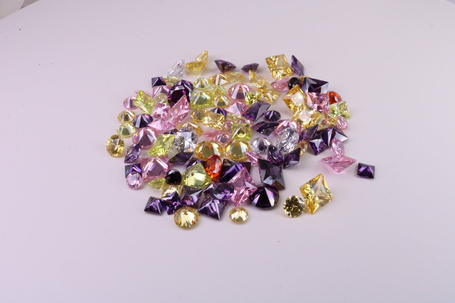 Assorted Pack of 100 AAA Grade Cubic Zirconia, Top Colour and Luster, Assorted Sizes, Shapes and Colours