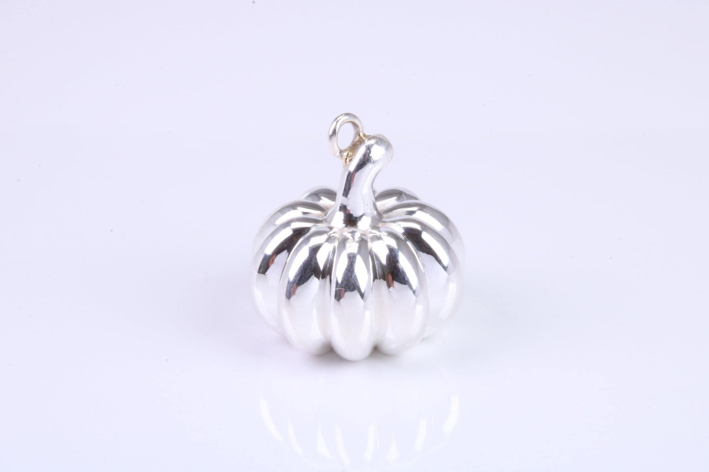 Solid Pumpkin Charm, Traditional Charm, Made from Solid 925 Grade Sterling Silver, Complete with Attachment Link