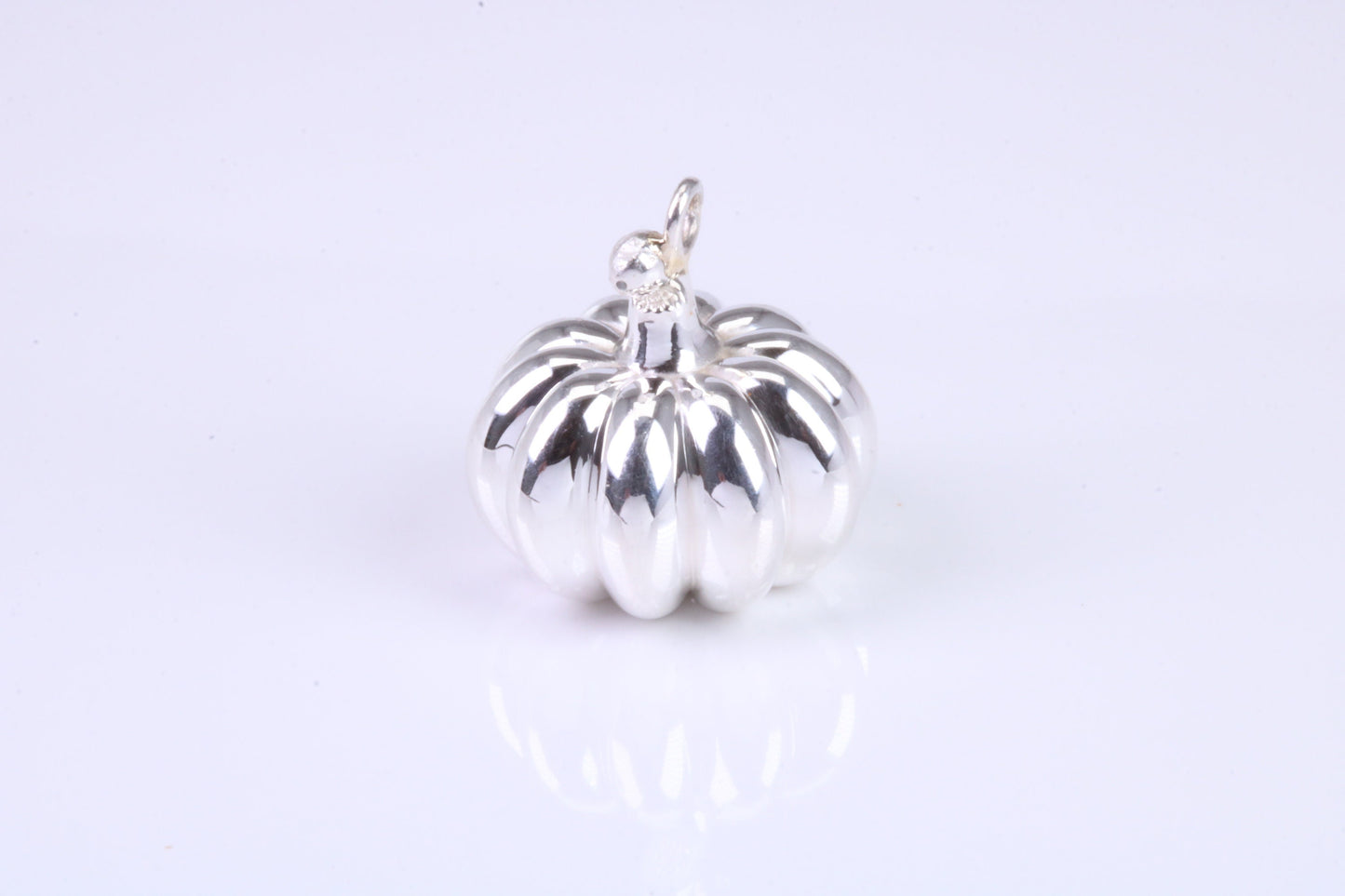 Solid Pumpkin Charm, Traditional Charm, Made from Solid 925 Grade Sterling Silver, Complete with Attachment Link