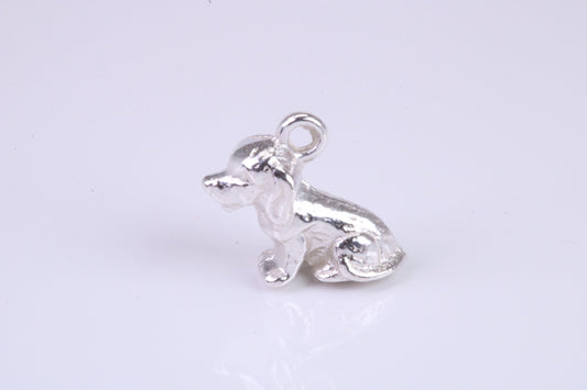 Dog Charm, Traditional Charm, Made from Solid 925 Grade Sterling Silver, Complete with Attachment Link