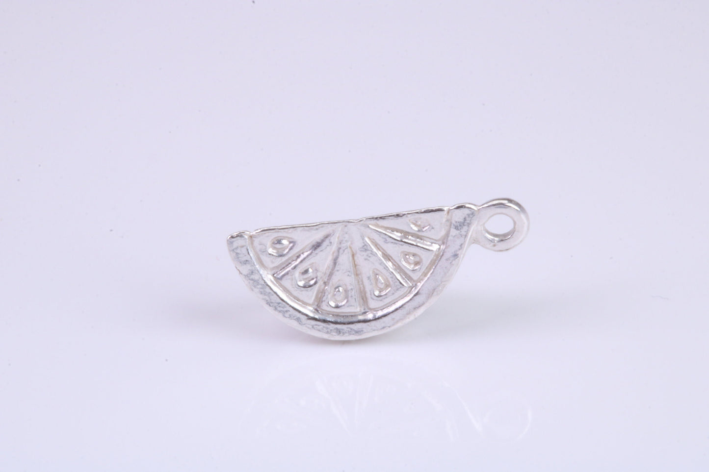 Slice of Orange Charm, Traditional Charm, Made from Solid 925 Grade Sterling Silver, Complete with Attachment Link