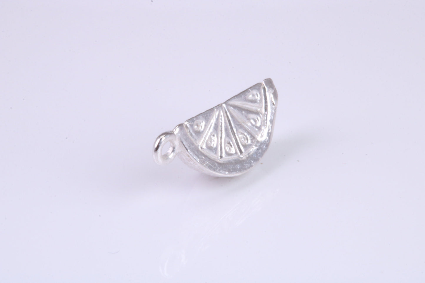 Slice of Orange Charm, Traditional Charm, Made from Solid 925 Grade Sterling Silver, Complete with Attachment Link