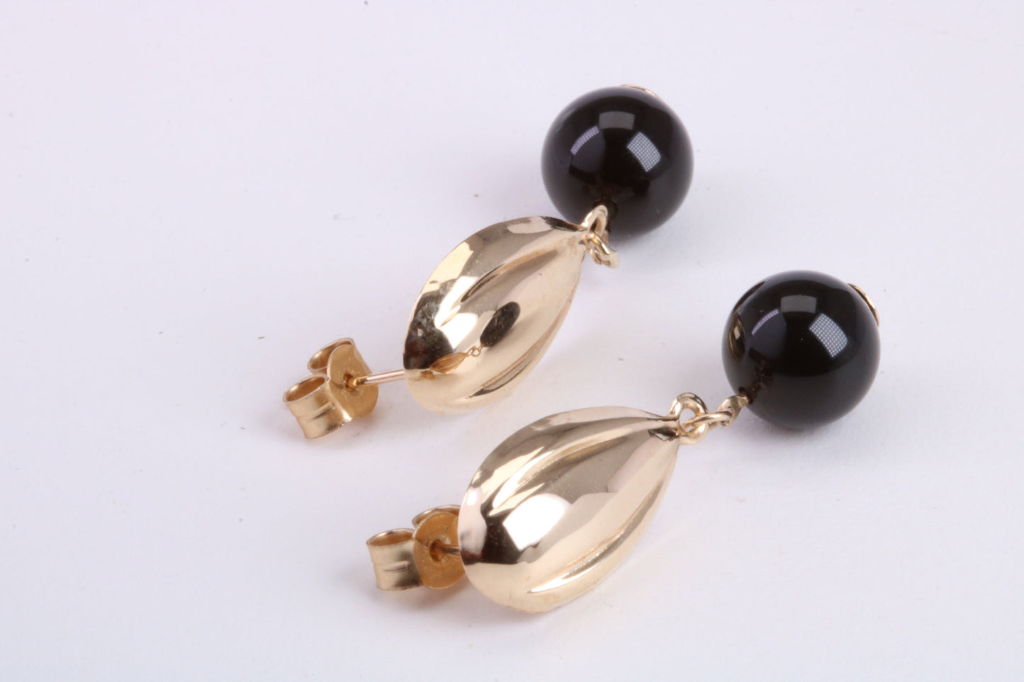 Onyx Dropper Earrings Made from 9ct Yellow Gold