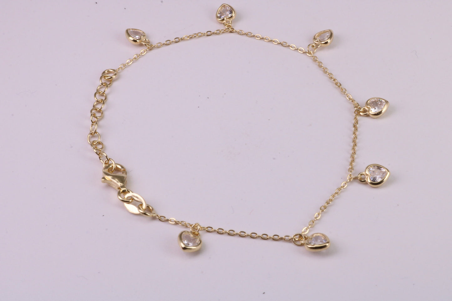 Dainty Love Hearts Bracelet, With Length Adjustable Chain, Made from solid Sterling Silver and Further 18ct Yellow Gold Plated