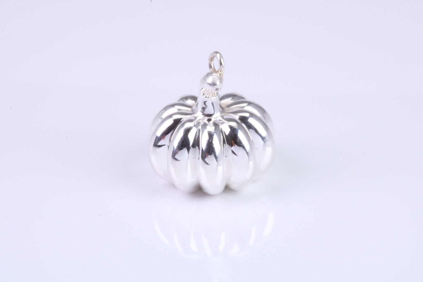 Solid Pumpkin Charm, Traditional Charm, Made from Solid 925 Grade Sterling Silver, Complete with Attachment Link