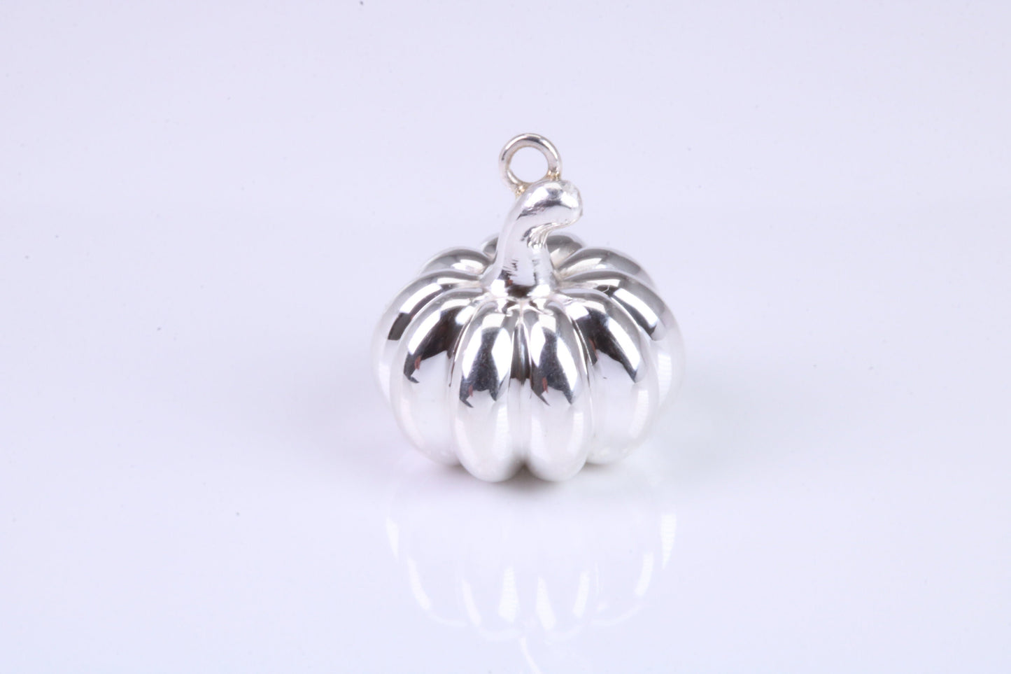 Solid Pumpkin Charm, Traditional Charm, Made from Solid 925 Grade Sterling Silver, Complete with Attachment Link