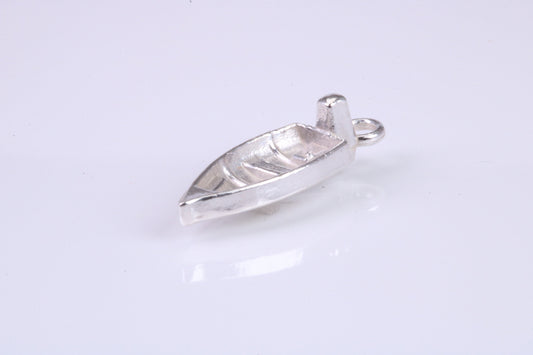 Dingy Boat Charm, Traditional Charm, Made from Solid 925 Grade Sterling Silver, Complete with Attachment Link