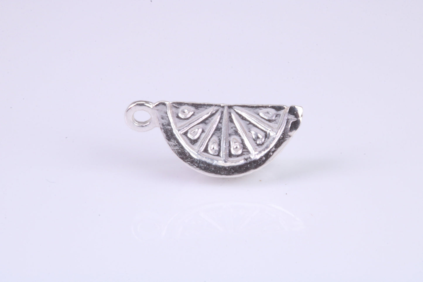 Slice of Orange Charm, Traditional Charm, Made from Solid 925 Grade Sterling Silver, Complete with Attachment Link