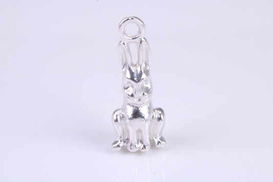 Bunny Rabbit Charm, Traditional Charm, Made from Solid 925 Grade Sterling Silver, Complete with Attachment Link