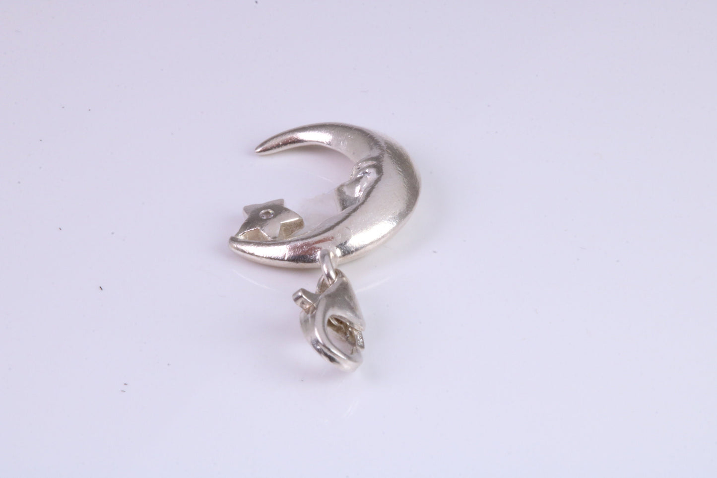 Moon and Star Charm, Traditional Charm, Made from Solid 925 Grade Sterling Silver, Complete with Attachment Link