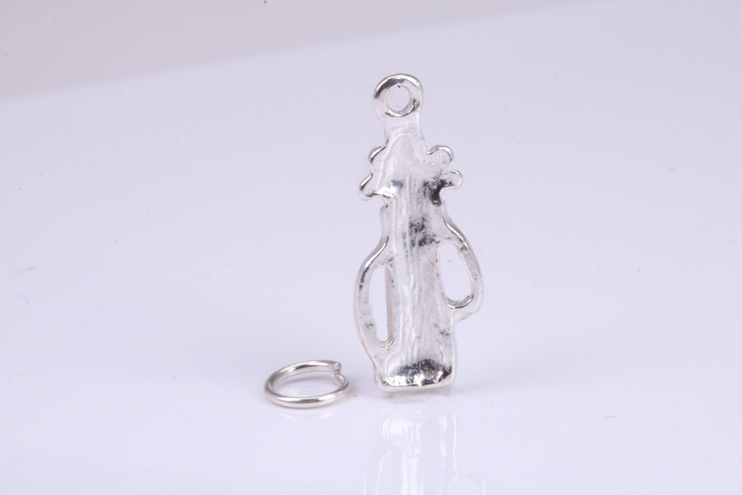 Golf Bag Charm, Traditional Charm, Made from Solid 925 Grade Sterling Silver, Complete with Attachment Link