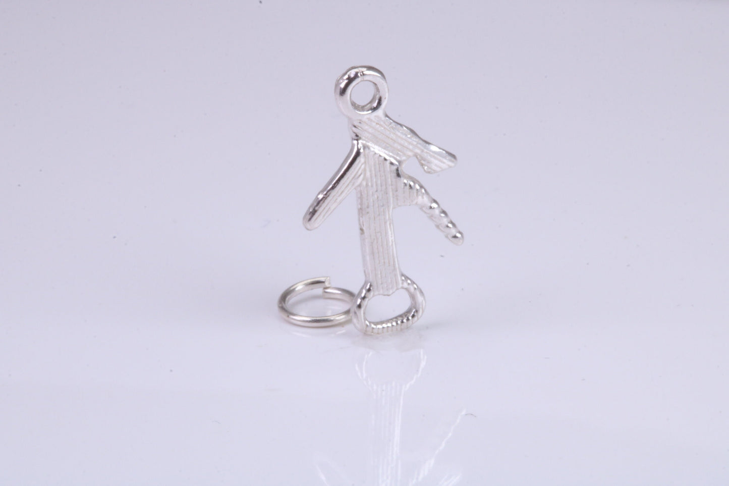 Wine Bottle Opener Charm, Traditional Charm, Made from Solid 925 Grade Sterling Silver, Complete with Attachment Link
