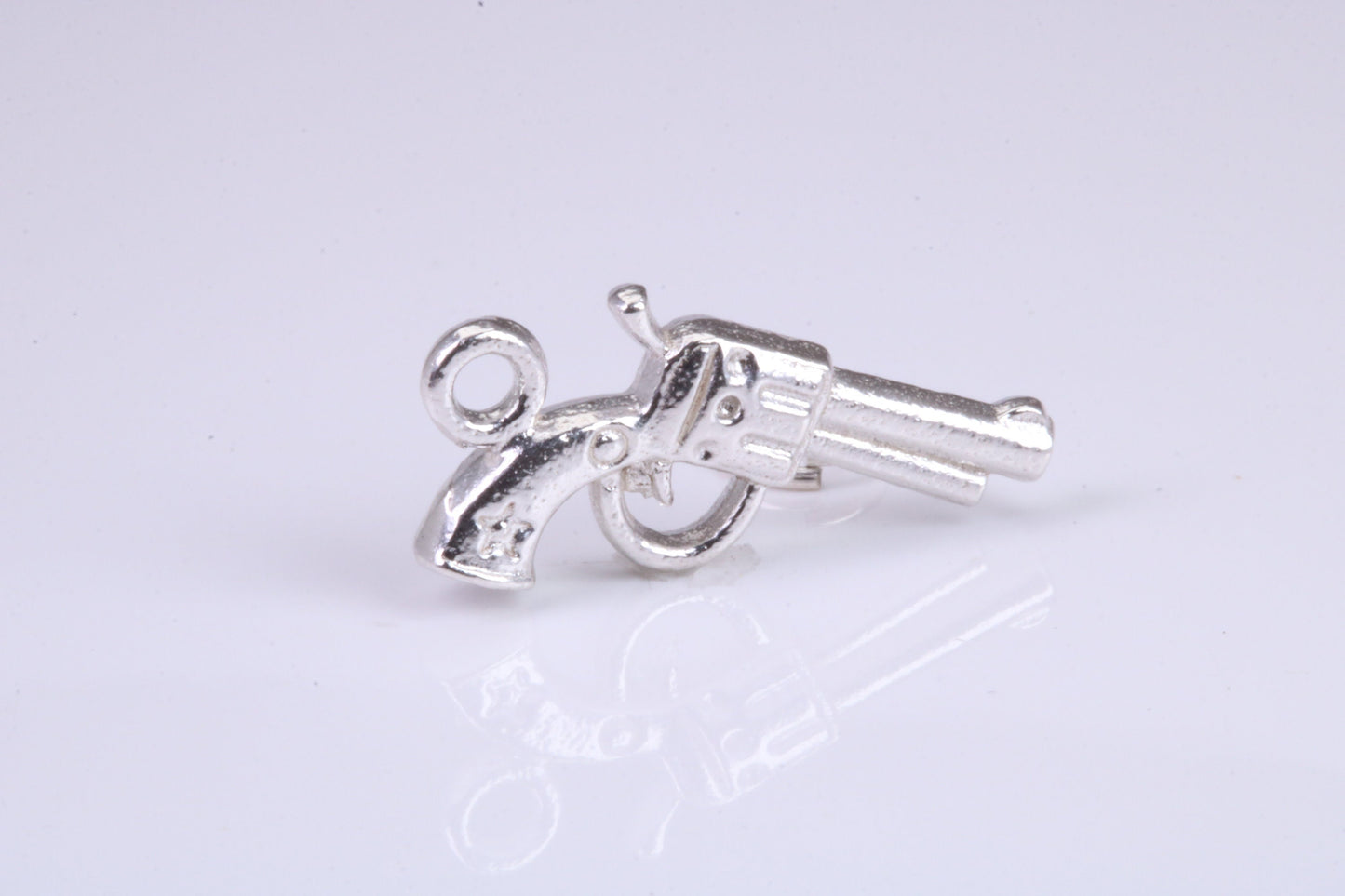 Pistol Charm, Traditional Charm, Made from Solid 925 Grade Sterling Silver, Complete with Attachment Link