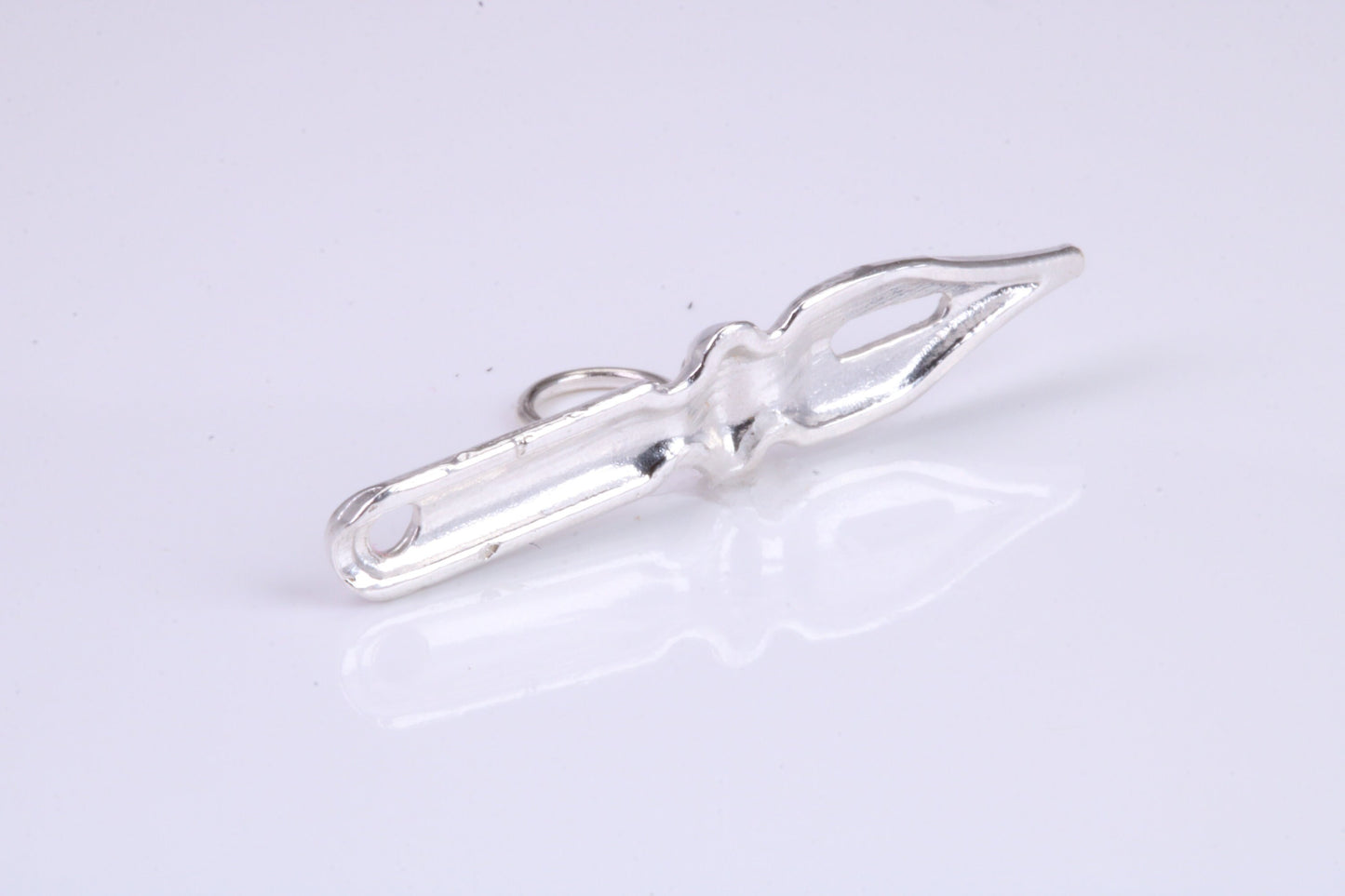 Fountain Pen Nib Charm, Traditional Charm, Made from Solid 925 Grade Sterling Silver, Complete with Attachment Link