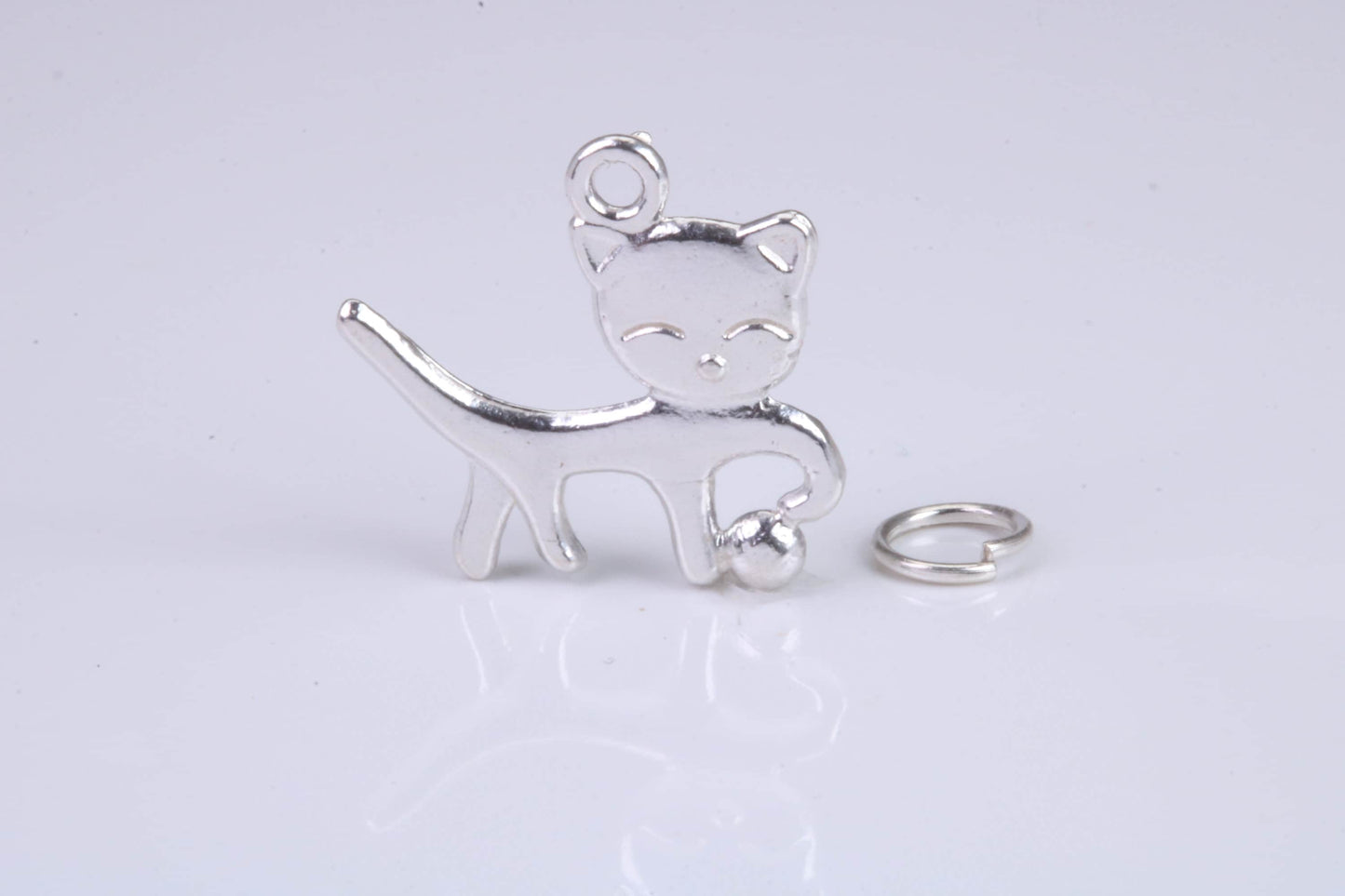 Cat Charm, Traditional Charm, Made from Solid 925 Grade Sterling Silver, Complete with Attachment Link