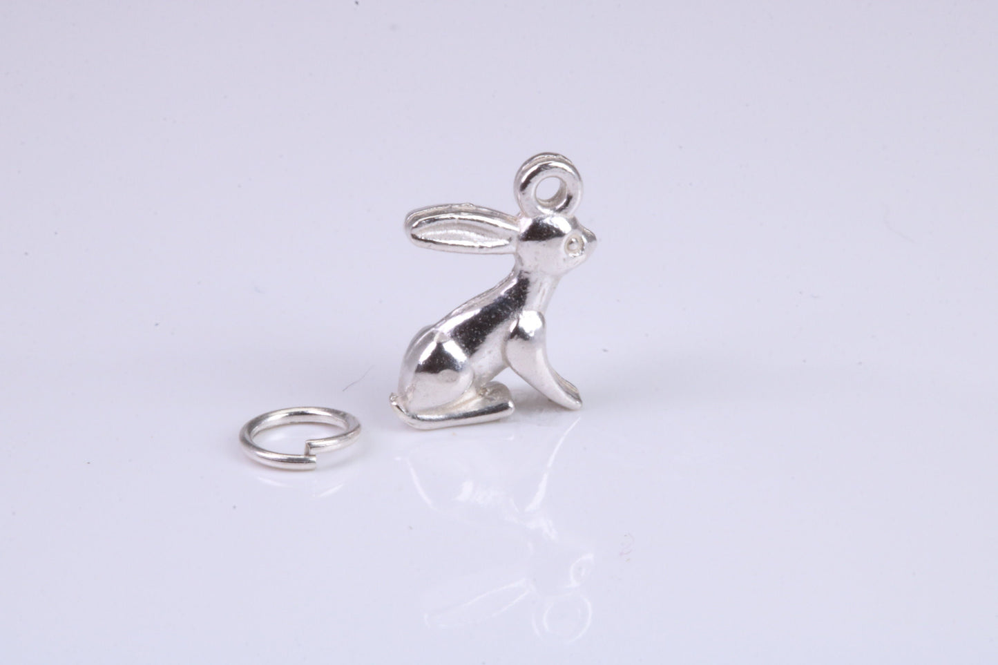 Bunny Rabbit Charm, Traditional Charm, Made from Solid 925 Grade Sterling Silver, Complete with Attachment Link