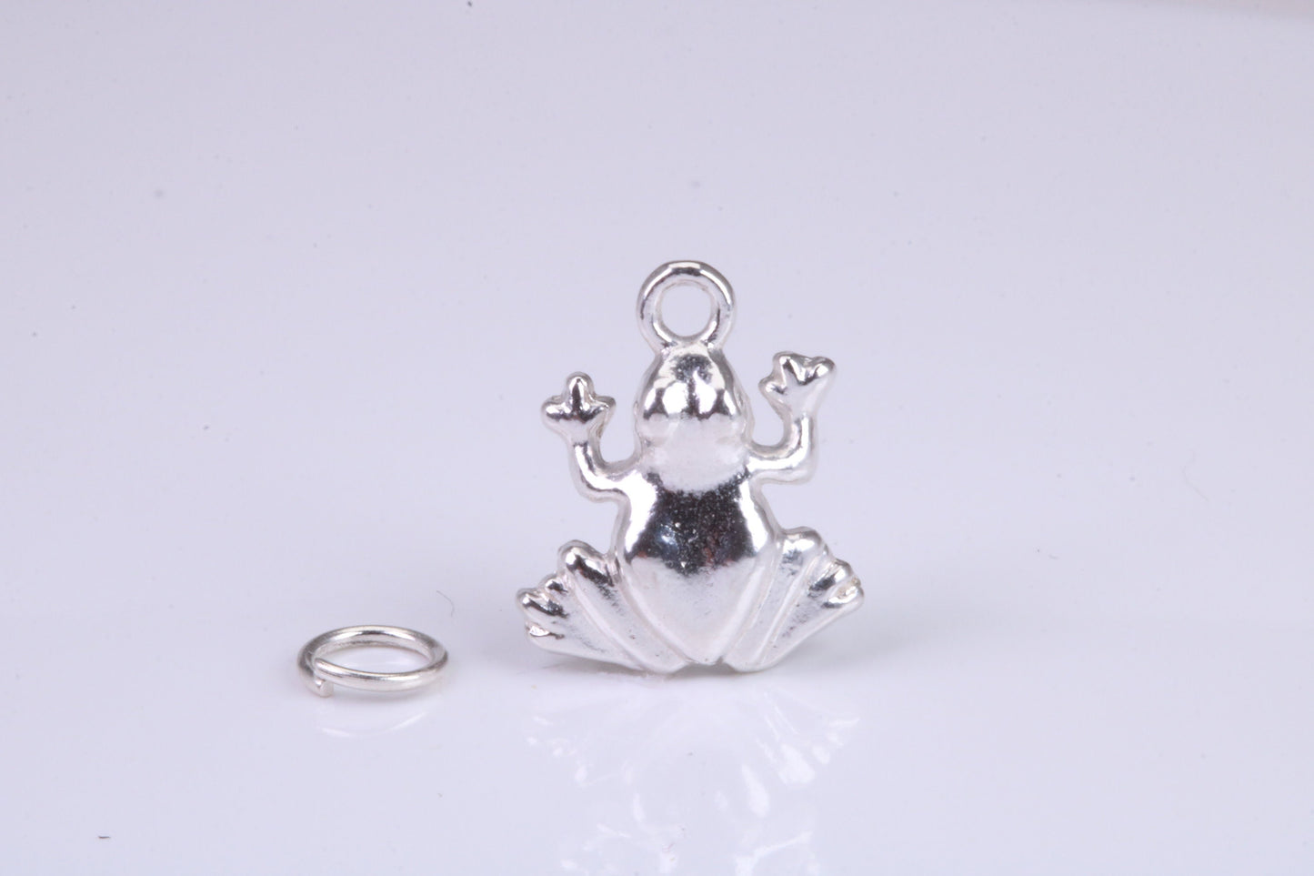 Frog Charm, Traditional Charm, Made from Solid 925 Grade Sterling Silver, Complete with Attachment Link