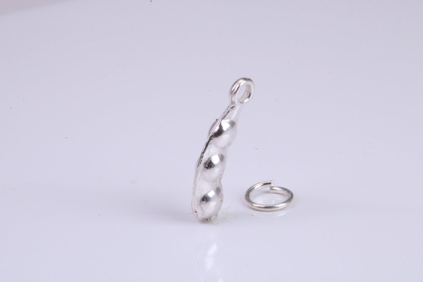 Peapod Charm, Traditional Charm, Made from Solid 925 Grade Sterling Silver, Complete with Attachment Link