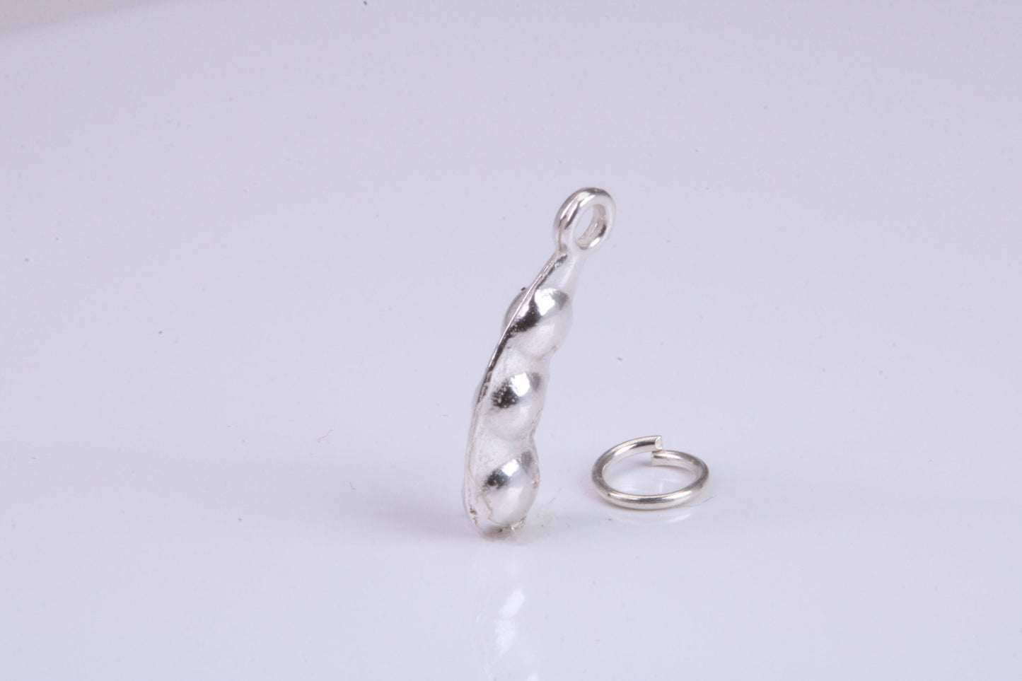 Peapod Charm, Traditional Charm, Made from Solid 925 Grade Sterling Silver, Complete with Attachment Link