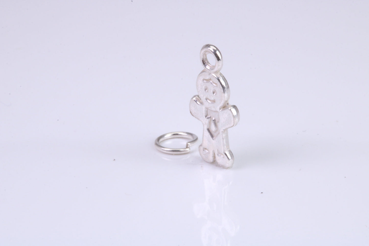 Ginger Bread Man Charm, Traditional Charm, Made from Solid 925 Grade Sterling Silver, Complete with Attachment Link