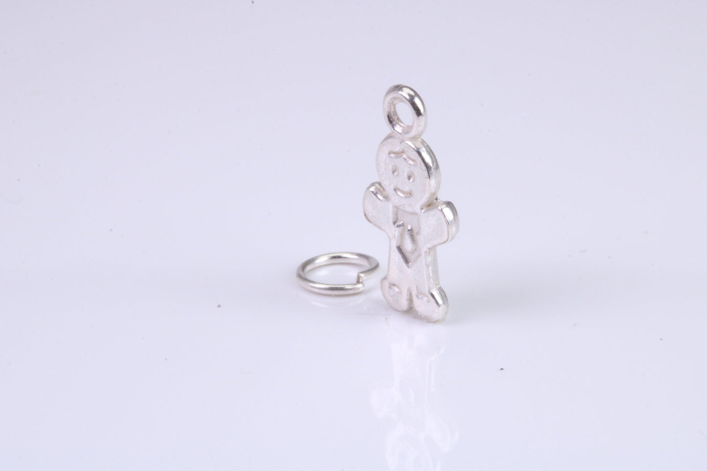 Ginger Bread Man Charm, Traditional Charm, Made from Solid 925 Grade Sterling Silver, Complete with Attachment Link