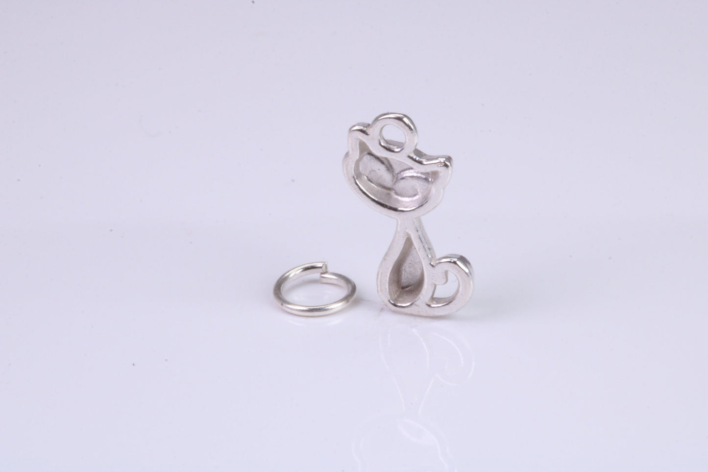 Cat Charm, Traditional Charm, Made from Solid 925 Grade Sterling Silver, Complete with Attachment Link