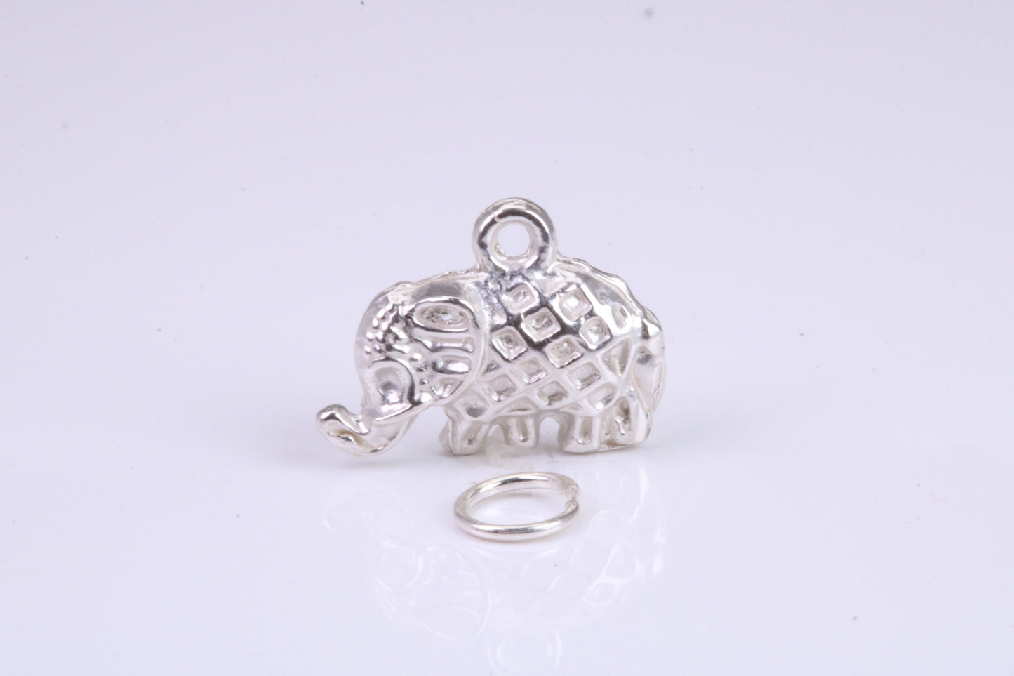 Elephant Charm, Traditional Charm, Made from Solid 925 Grade Sterling Silver, Complete with Attachment Link