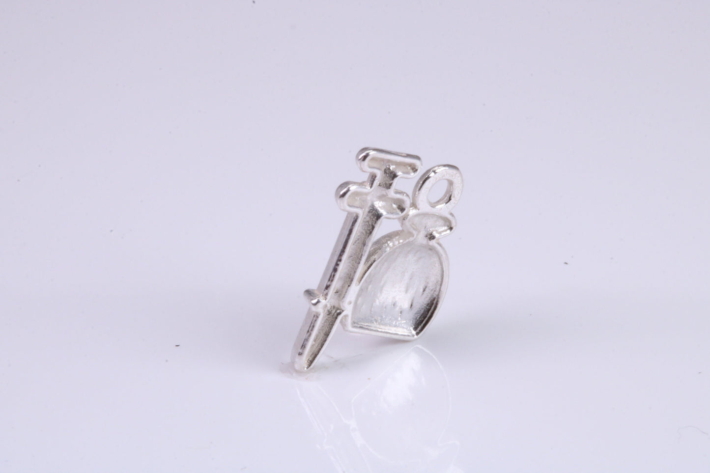 Syringe Charm, Traditional Charm, Made from Solid 925 Grade Sterling Silver, Complete with Attachment Link