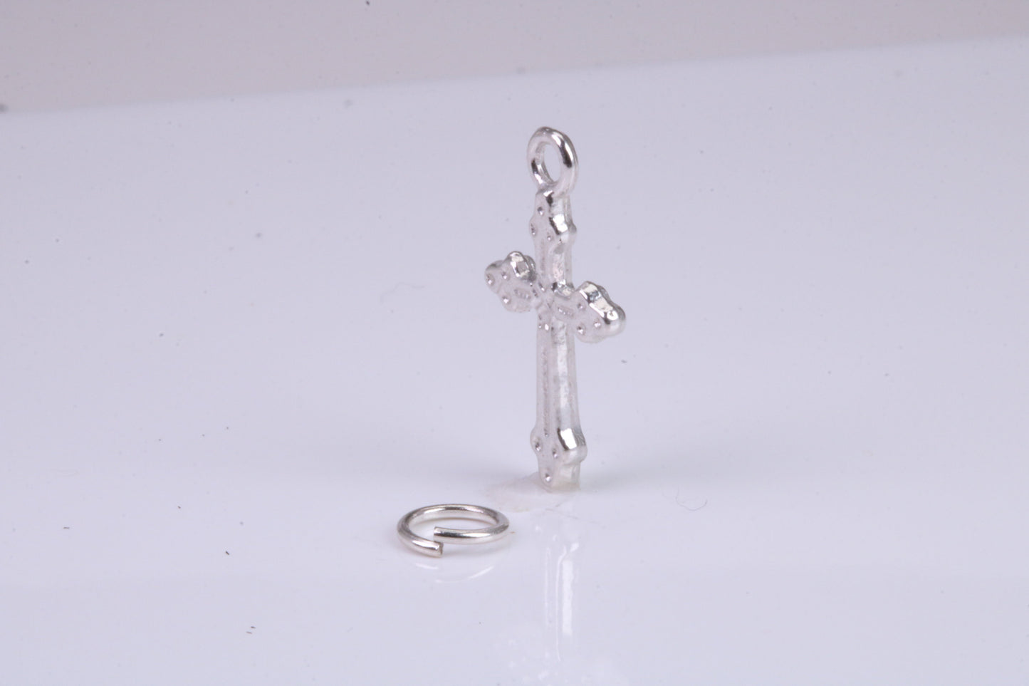Cross Charm, Traditional Charm, Made from Solid 925 Grade Sterling Silver, Complete with Attachment Link