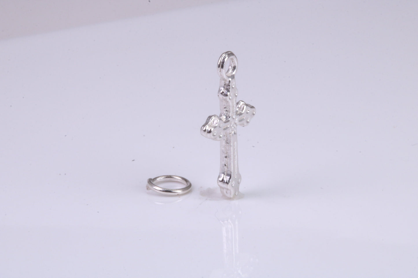Cross Charm, Traditional Charm, Made from Solid 925 Grade Sterling Silver, Complete with Attachment Link