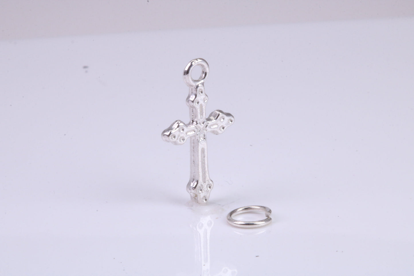 Cross Charm, Traditional Charm, Made from Solid 925 Grade Sterling Silver, Complete with Attachment Link