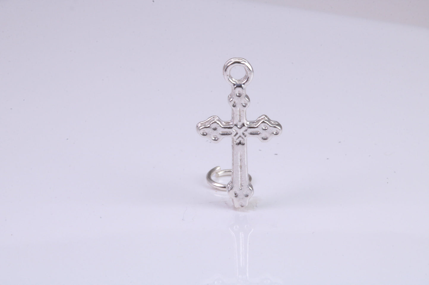 Cross Charm, Traditional Charm, Made from Solid 925 Grade Sterling Silver, Complete with Attachment Link