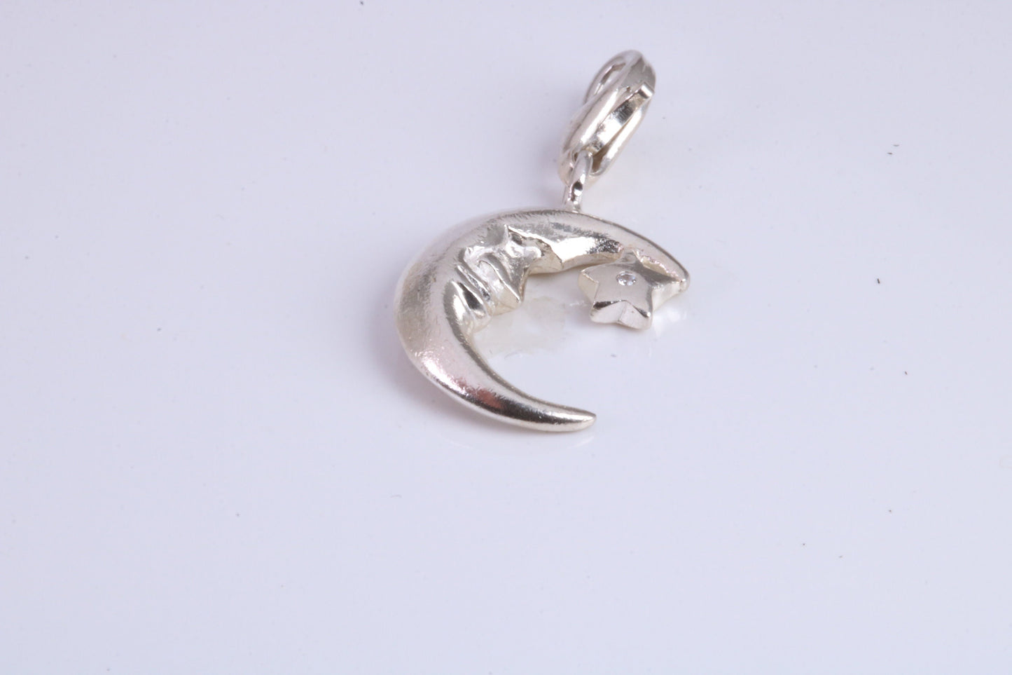Moon and Star Charm, Traditional Charm, Made from Solid 925 Grade Sterling Silver, Complete with Attachment Link
