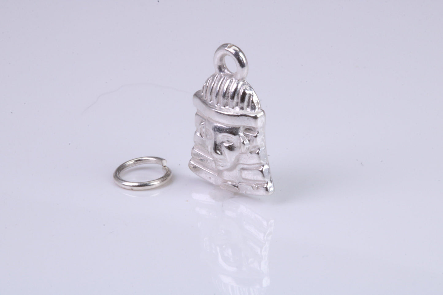 Pharaoh Charm, Traditional Charm, Made from Solid 925 Grade Sterling Silver, Complete with Attachment Link