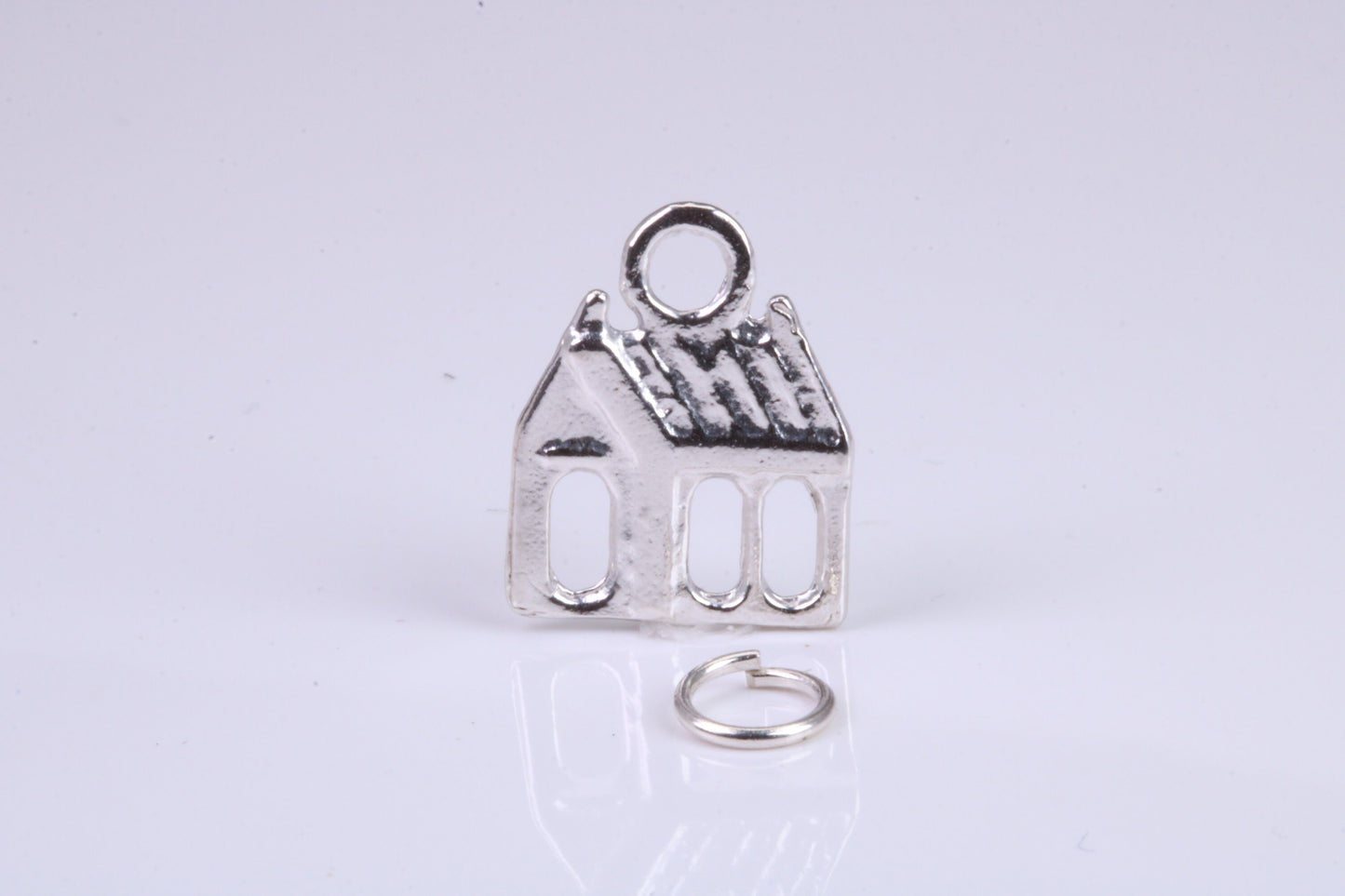 Log Cabin Charm, Traditional Charm, Made from Solid 925 Grade Sterling Silver, Complete with Attachment Link