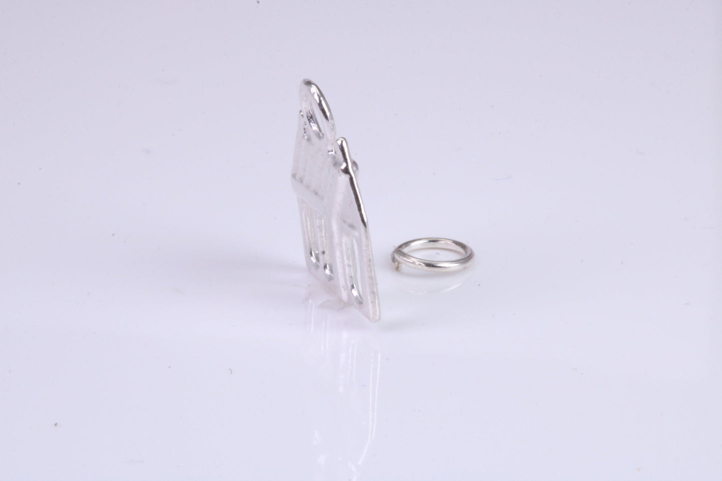 Log Cabin Charm, Traditional Charm, Made from Solid 925 Grade Sterling Silver, Complete with Attachment Link