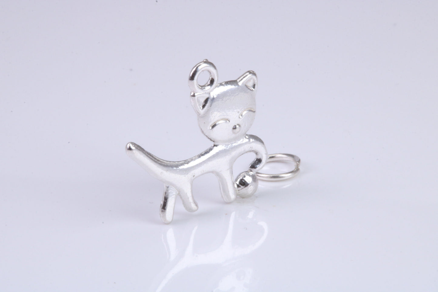 Cat Charm, Traditional Charm, Made from Solid 925 Grade Sterling Silver, Complete with Attachment Link