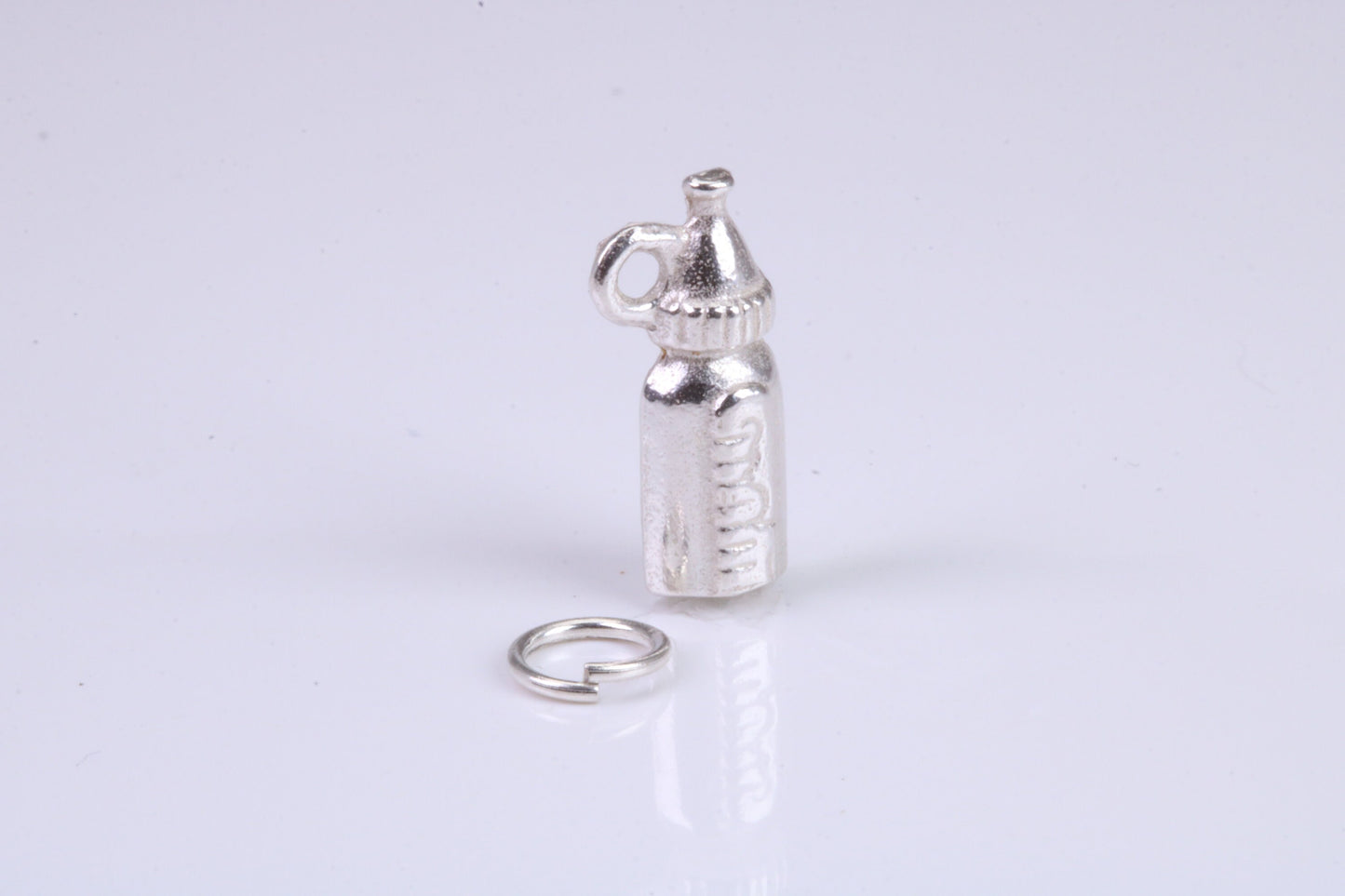 Baby Milk Bottle Charm, Traditional Charm, Made from Solid 925 Grade Sterling Silver, Complete with Attachment Link