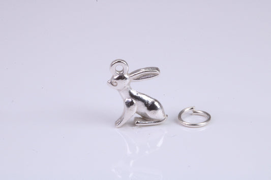 Bunny Rabbit Charm, Traditional Charm, Made from Solid 925 Grade Sterling Silver, Complete with Attachment Link
