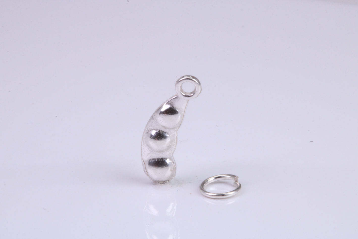 Peapod Charm, Traditional Charm, Made from Solid 925 Grade Sterling Silver, Complete with Attachment Link