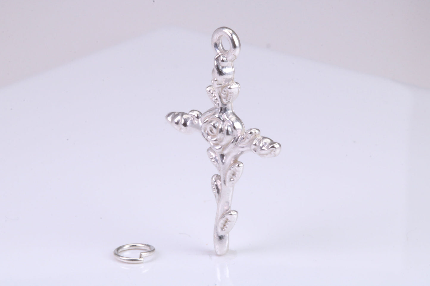 33 mm Long Cross Necklace, made from solid Sterling Silver, With 18 Inch Long Chain